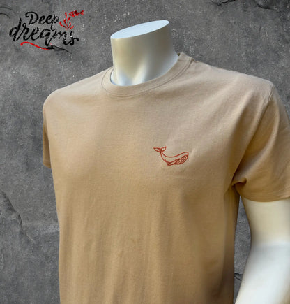 Camiseta hombre bordada ballena arena