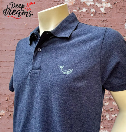 Polo hombre bordado ballena denim