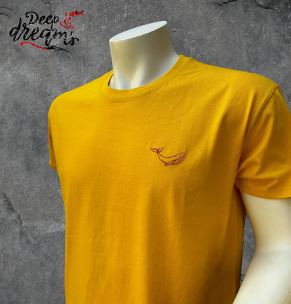 Camiseta hombre bordada ballena amarillo