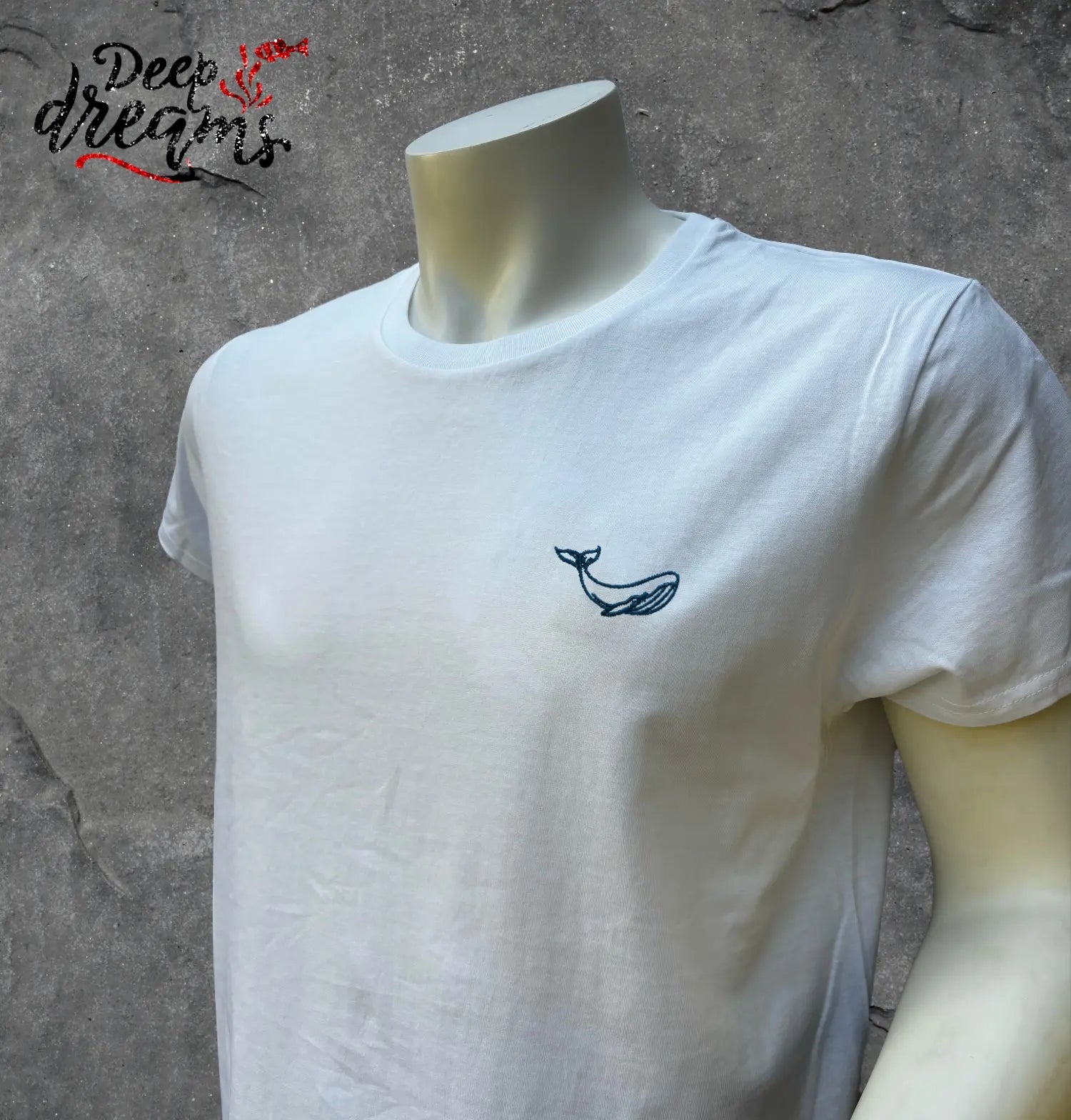 Camiseta hombre bordada ballena blanca