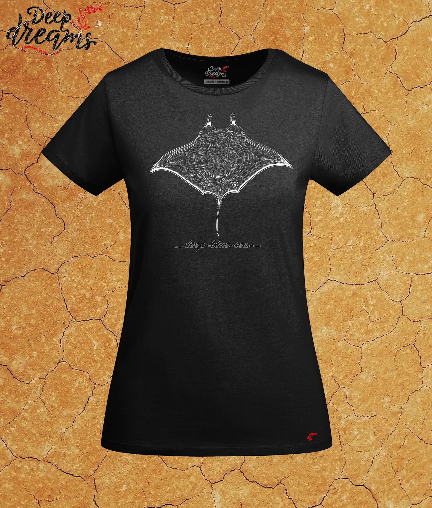 Camiseta mujer original manta gigante negra