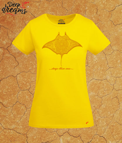 Camiseta mujer original manta gigante amarilla