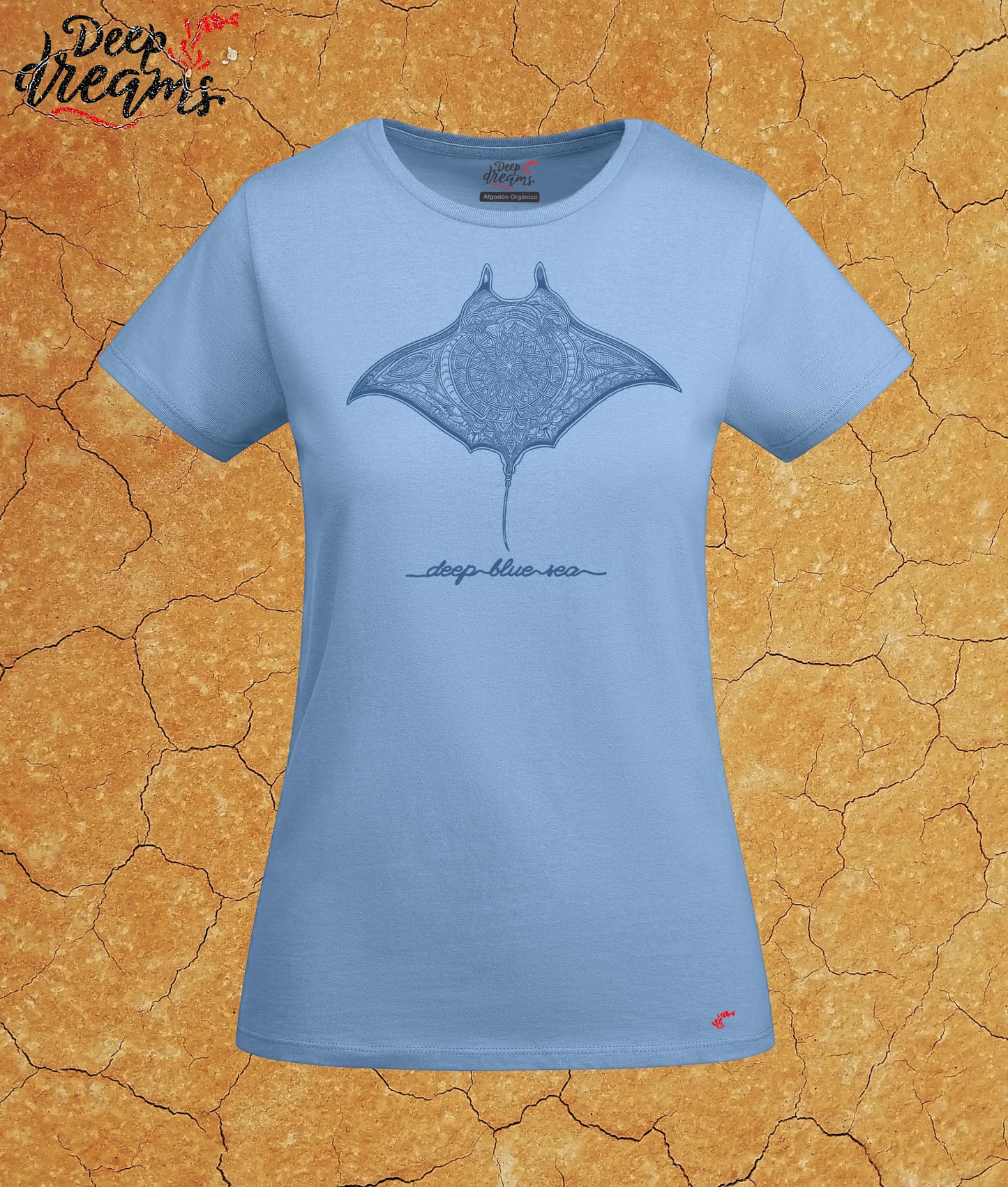 Camiseta mujer original manta gigante celeste