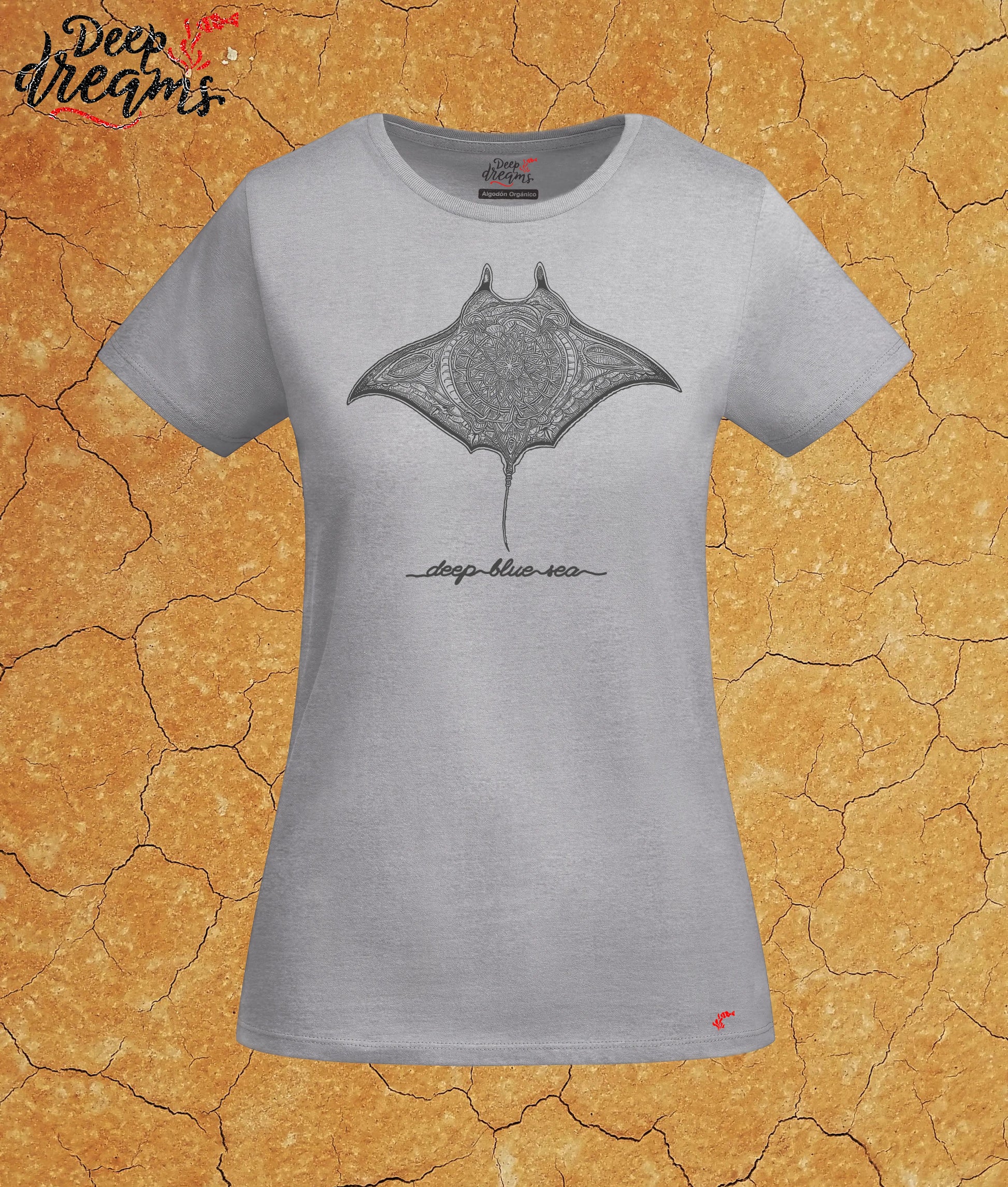 Camiseta mujer original manta gigante gris