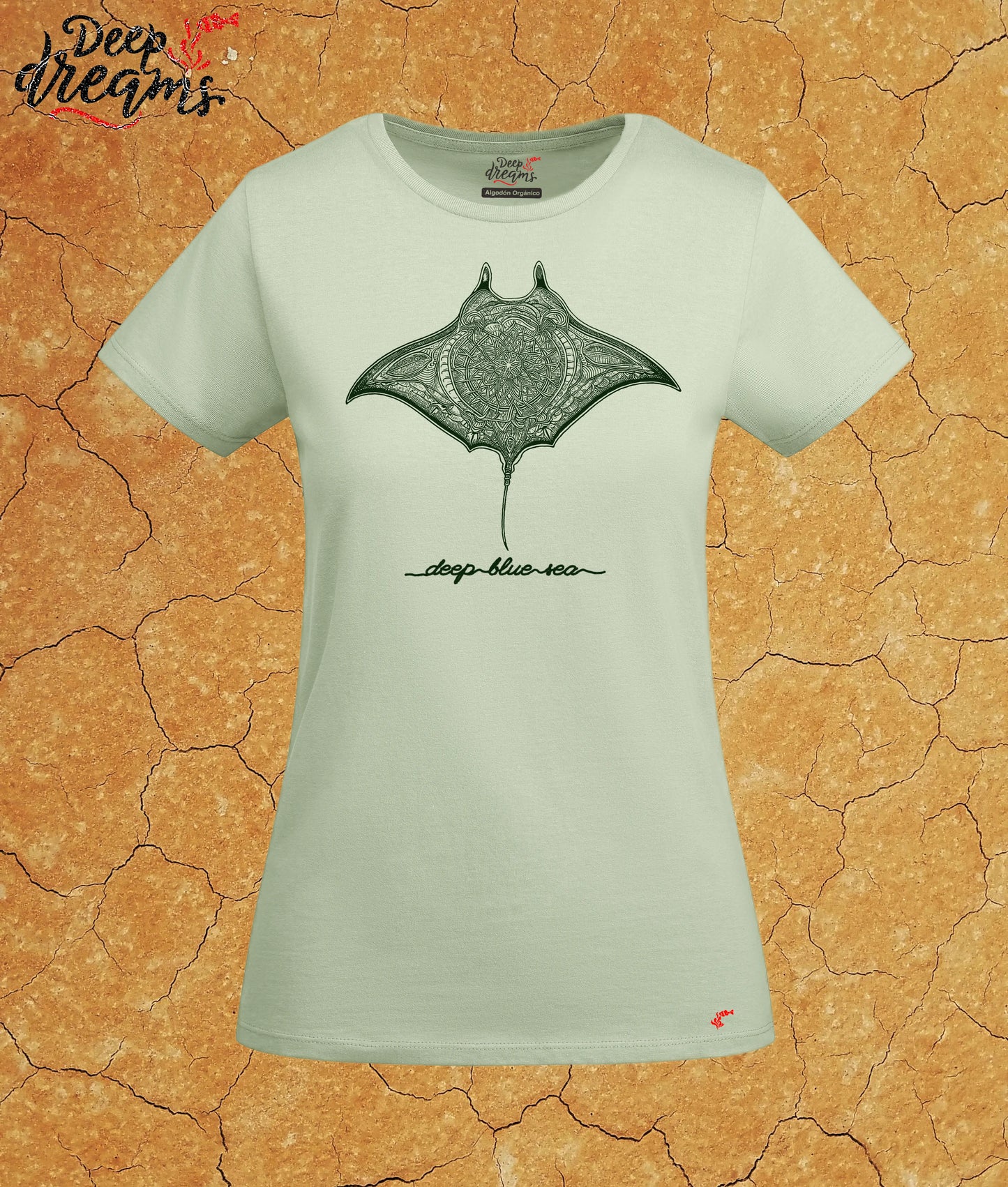 Camiseta mujer original manta gigante manzana