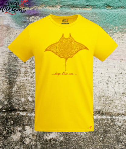 Camiseta hombre original manta gigante amarillo