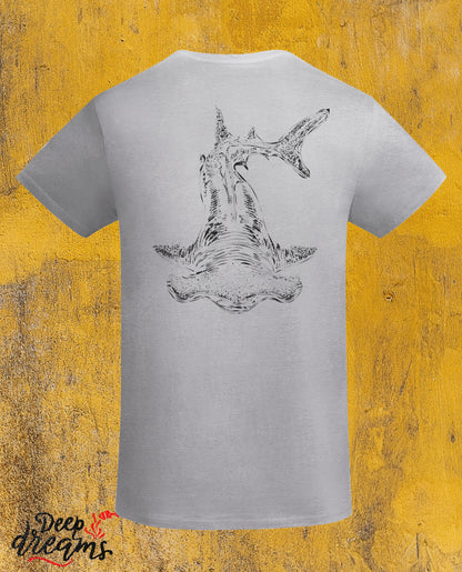 Camiseta hombre tiburón martillo color gris