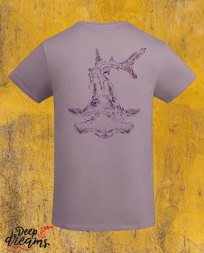 Camiseta hombre tiburón martillo color lavanda