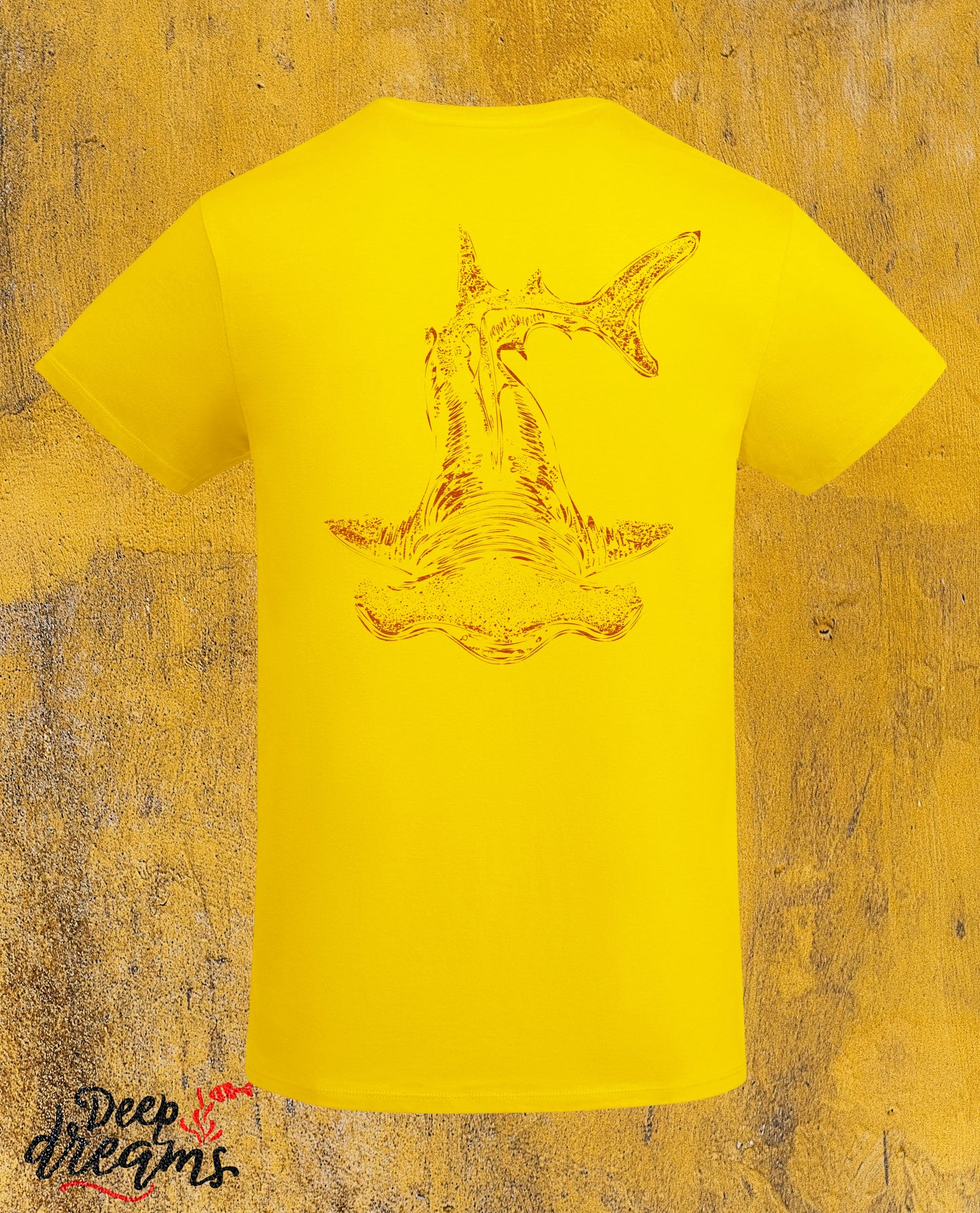 Camiseta hombre tiburón martillo color amarillo