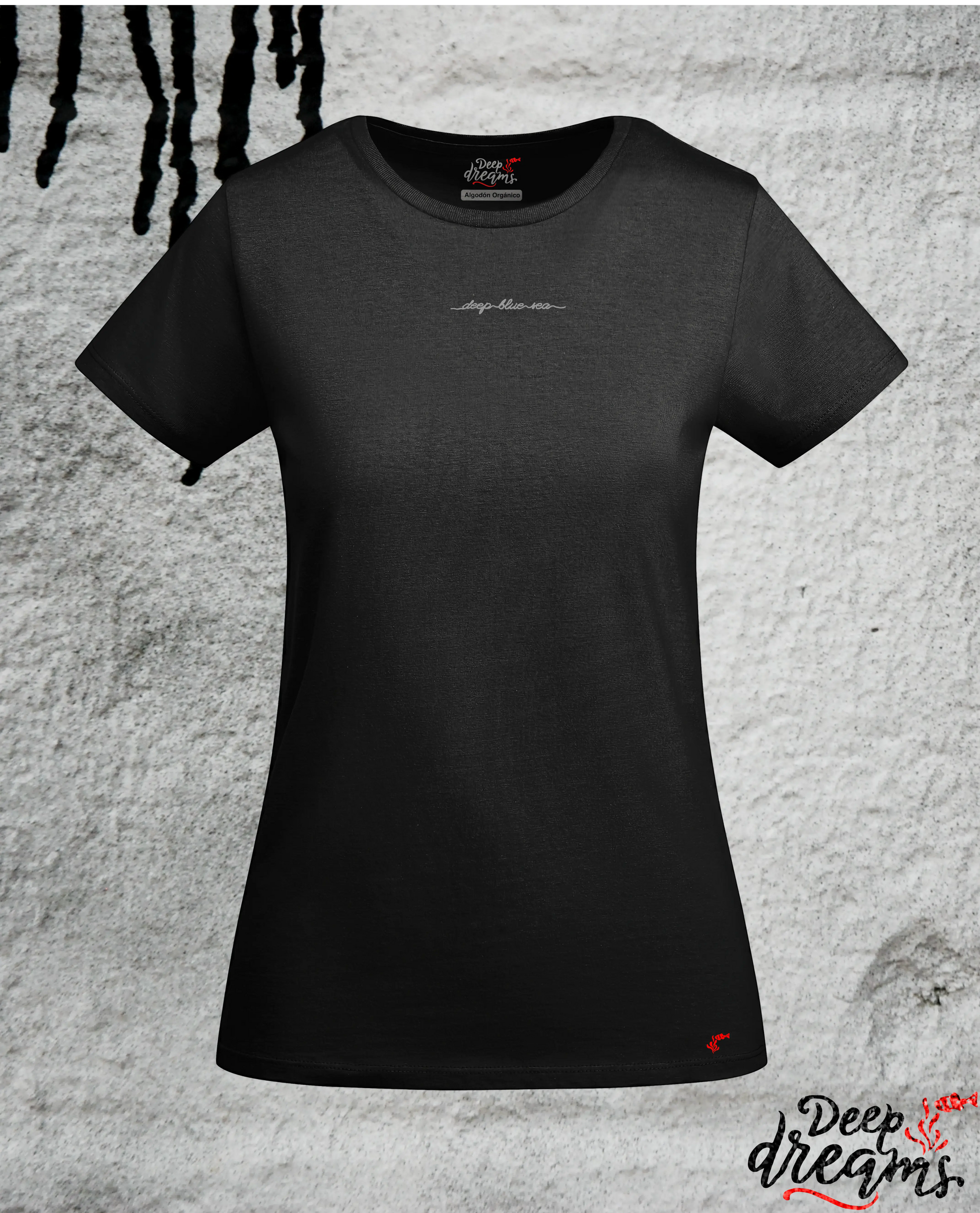 Camiseta mujer algodón orgánico tiburón martillo negra