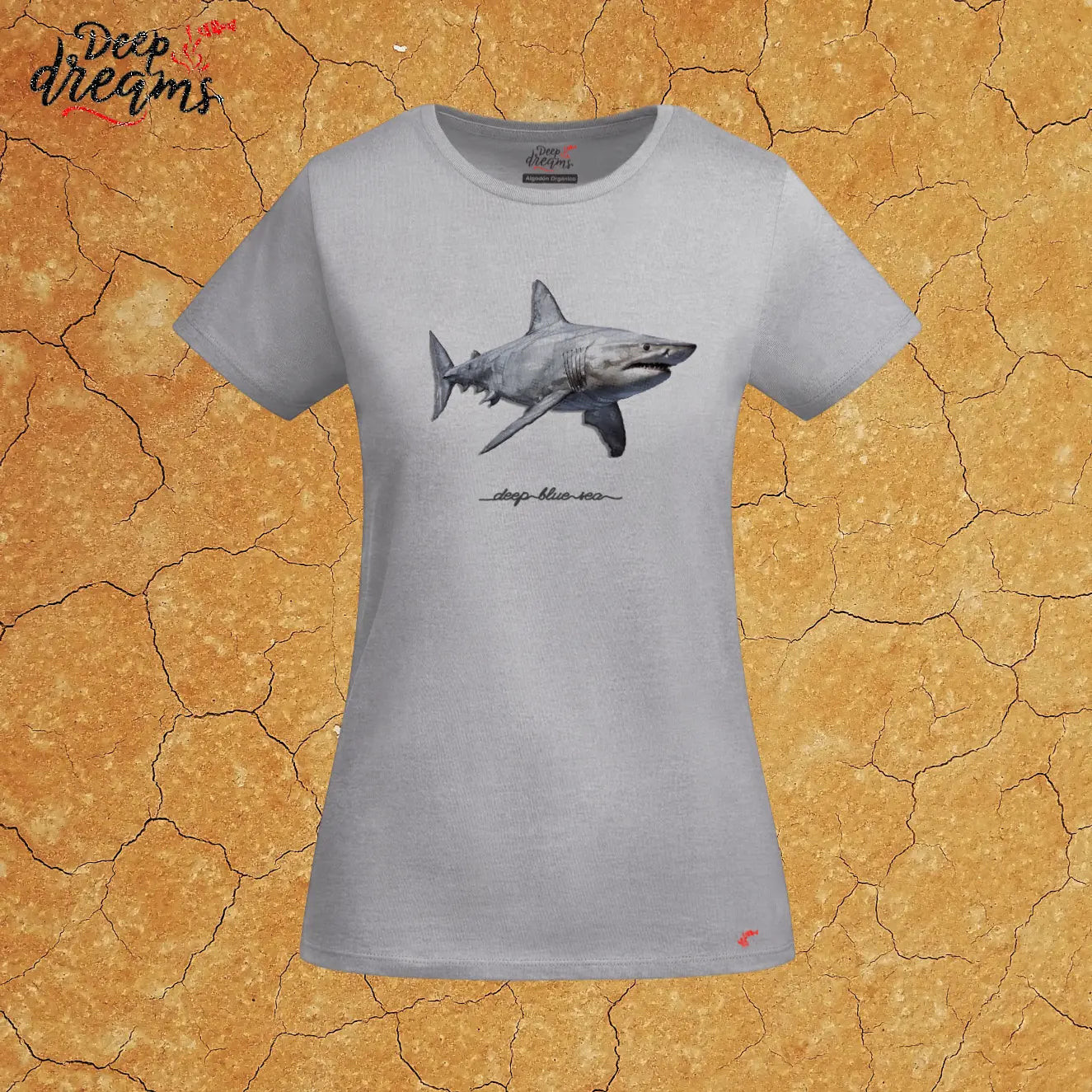 camiseta mujer original tiburon blanco gris