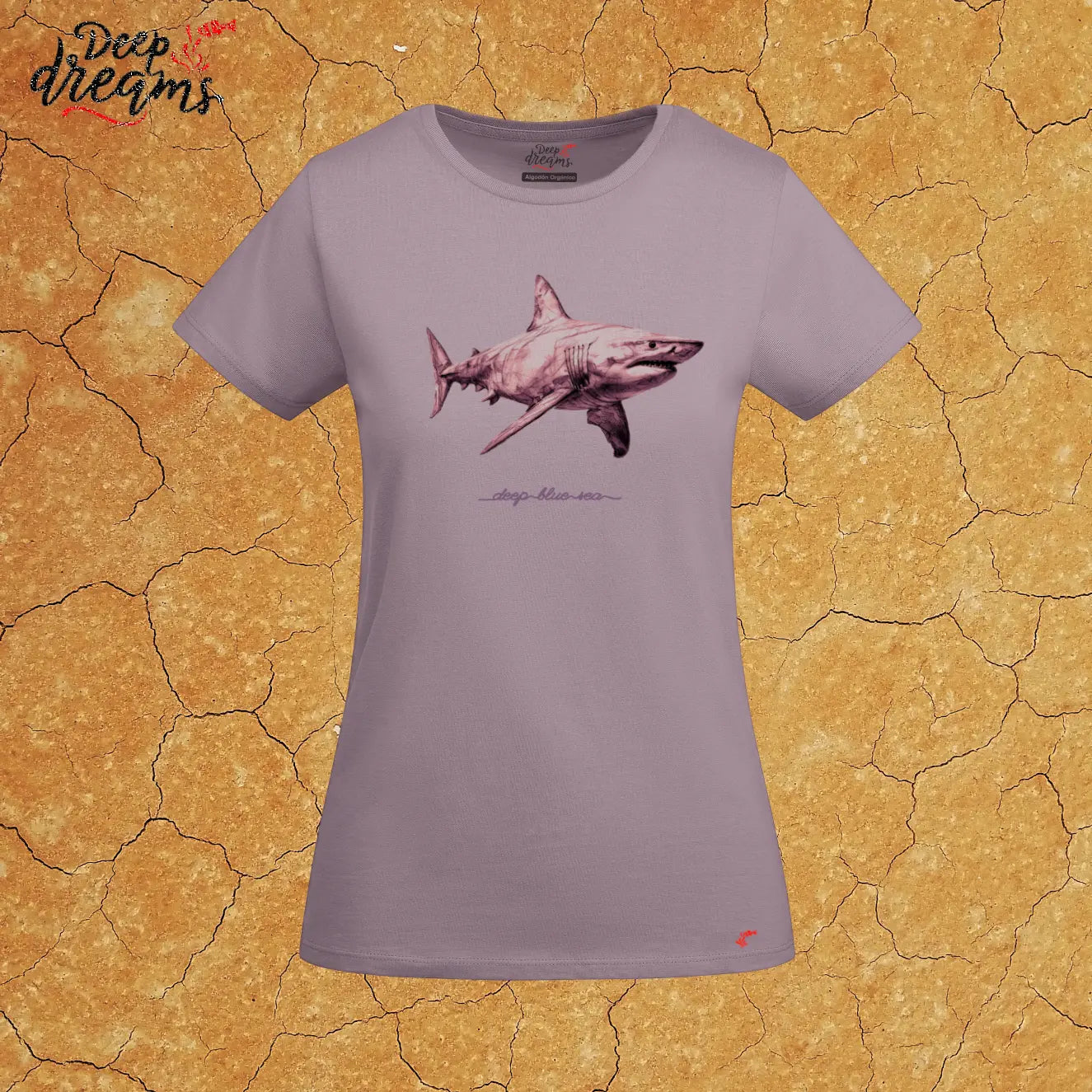 camiseta mujer original tiburon blanco lavanda