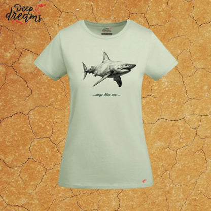 camiseta mujer original tiburon blanco manzana