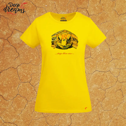 Camiseta mujer original tortuga amarilla