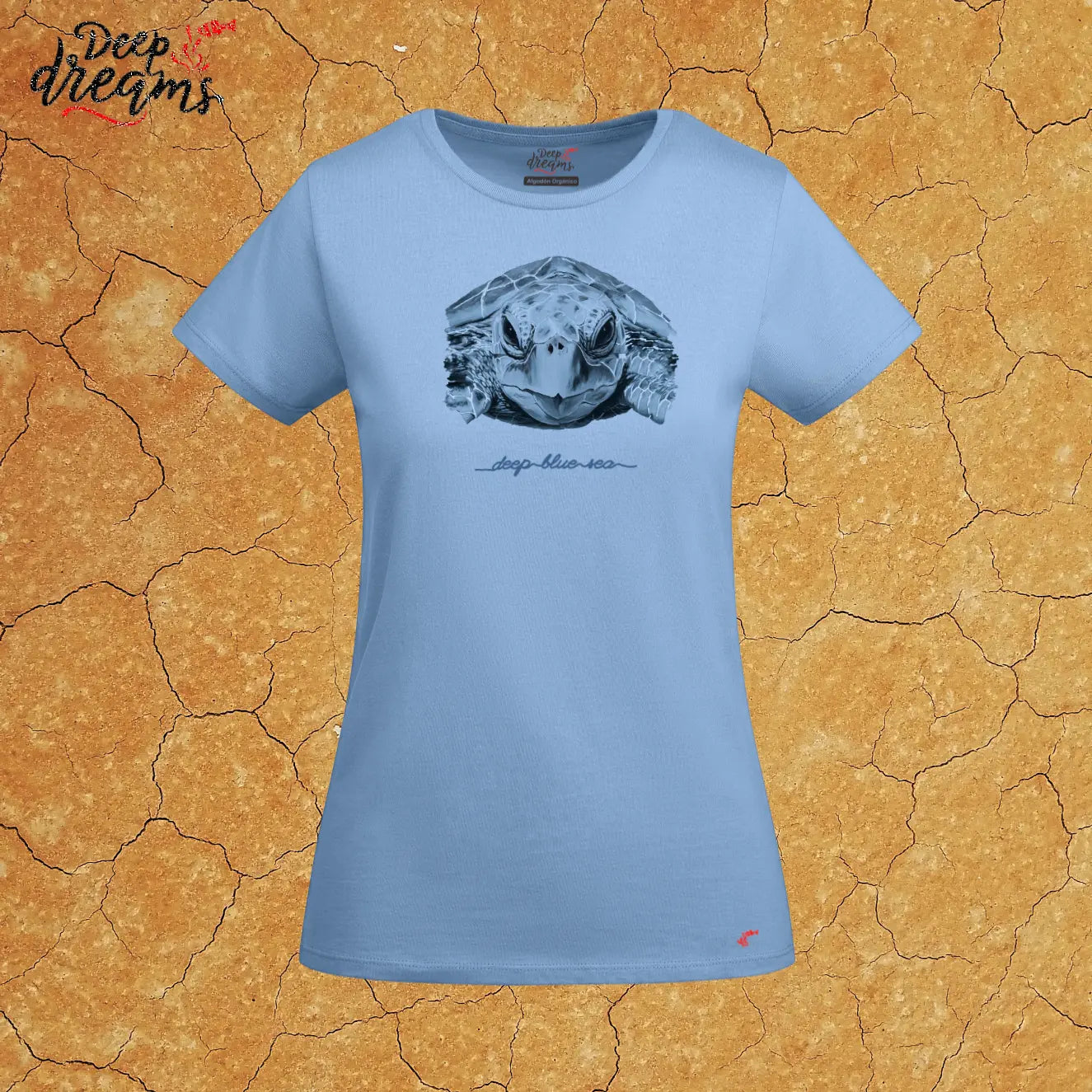 Camiseta mujer original tortuga celeste