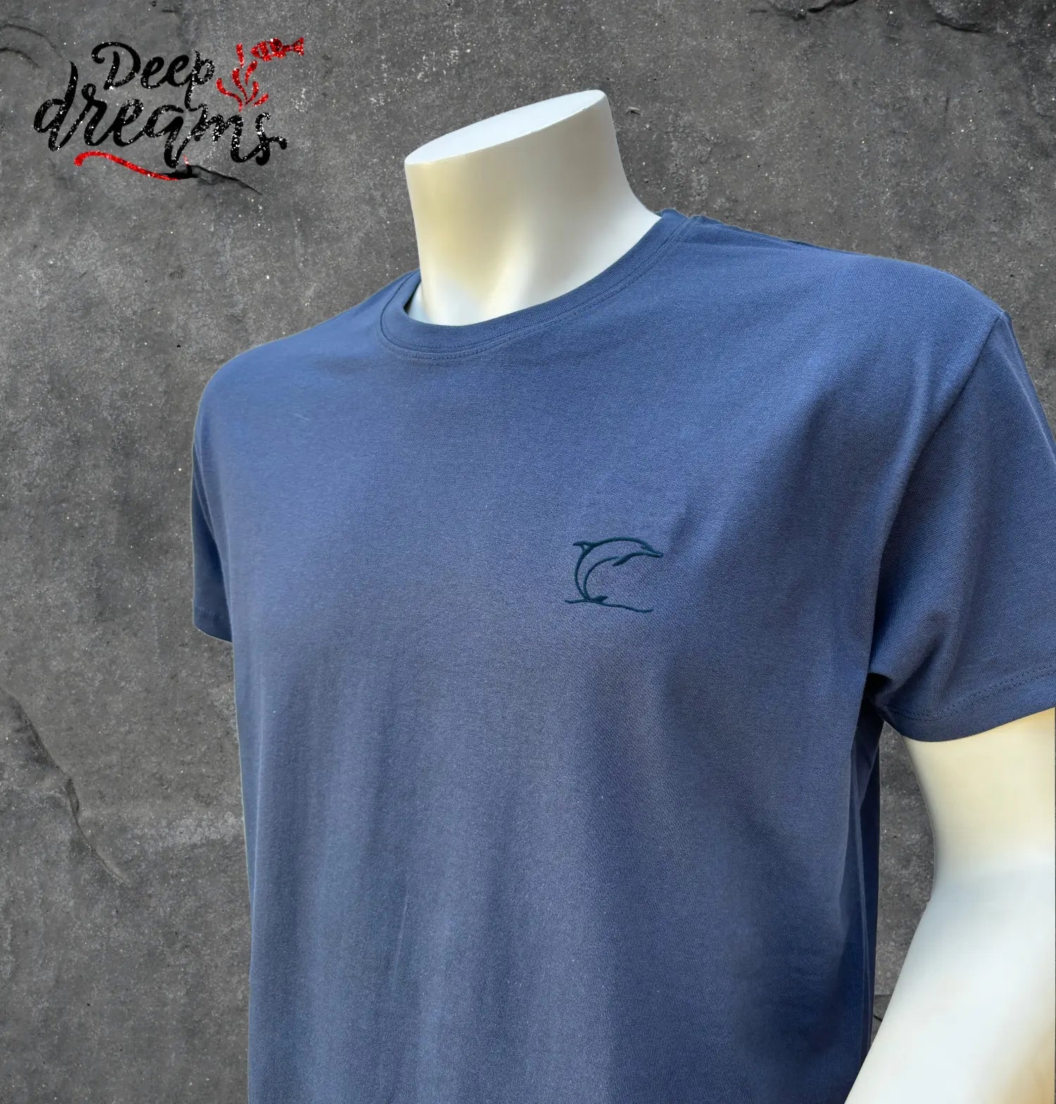 Camiseta hombre bordada delfín denim