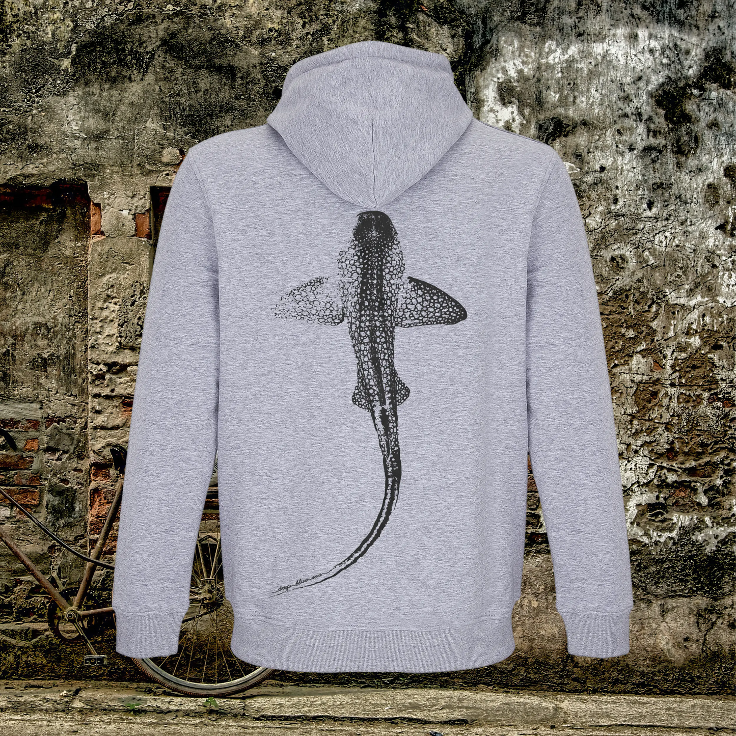 Sudadera con cremallera unisex tiburon leopardo gris