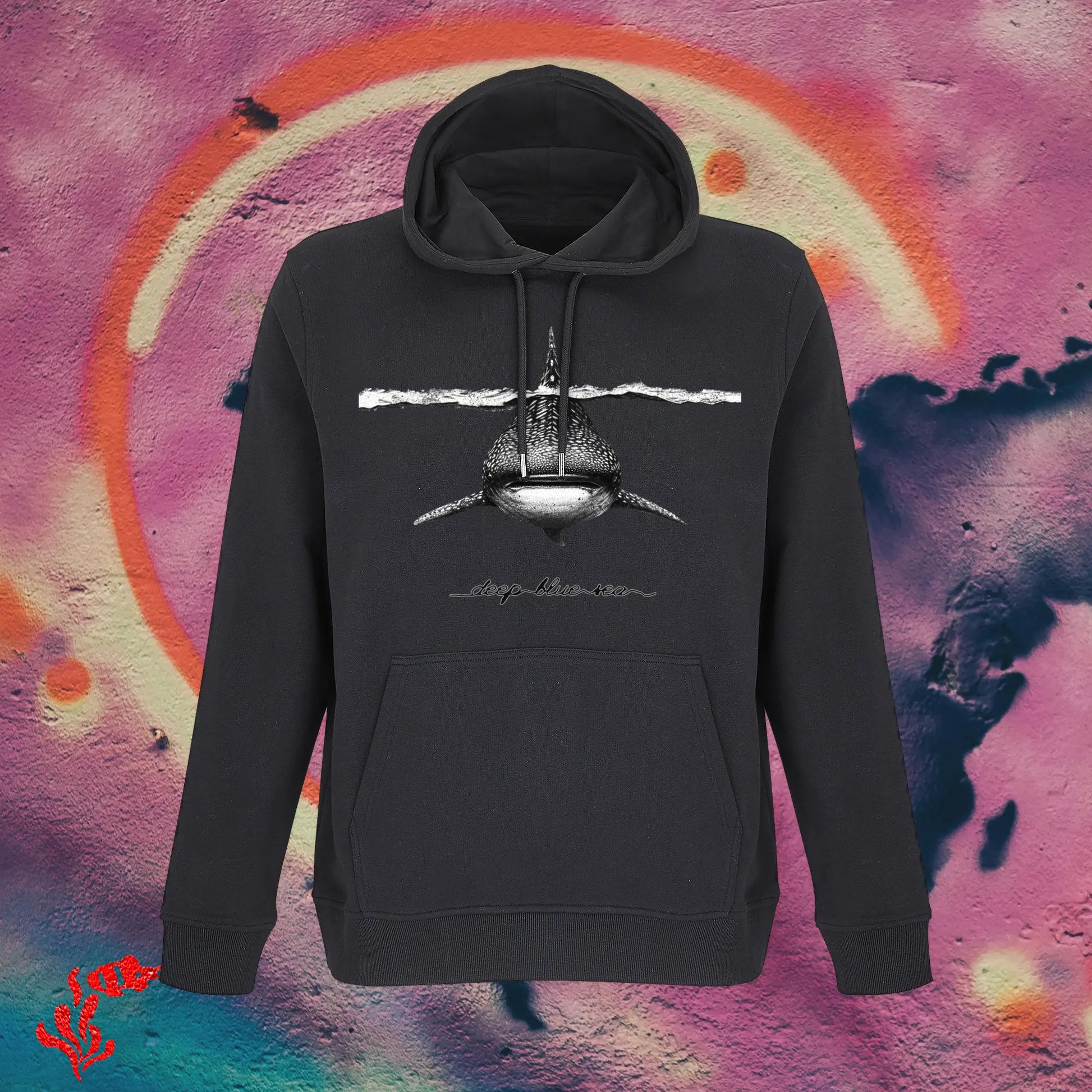 Sudadera con capucha original unisex tiburón ballena negra