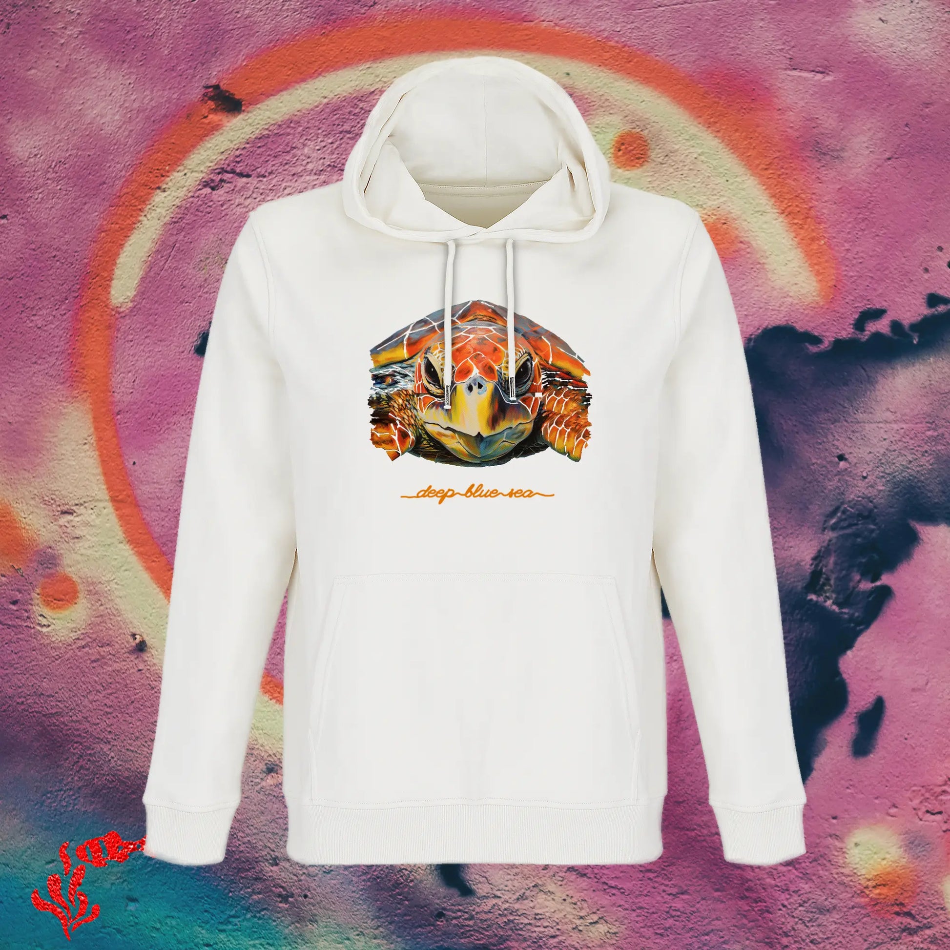 Sudadera con capucha hombre tortuga blanca