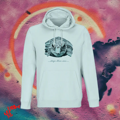 Sudadera con capucha hombre tortuga celeste