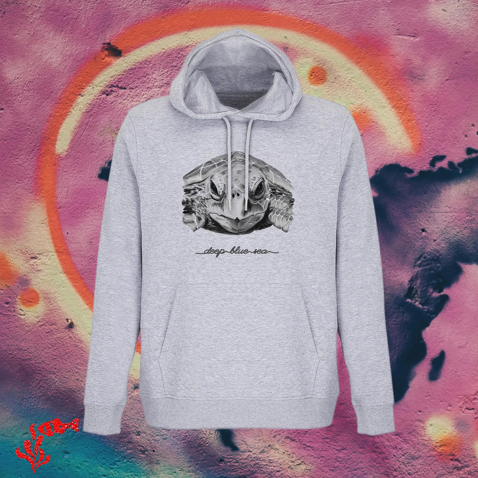 Sudadera con capucha hombre tortuga gris