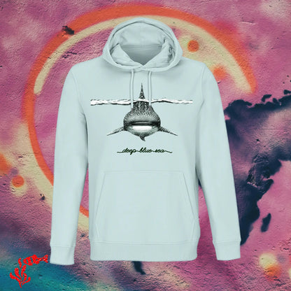 Sudadera con capucha original mujer tiburón ballena celeste