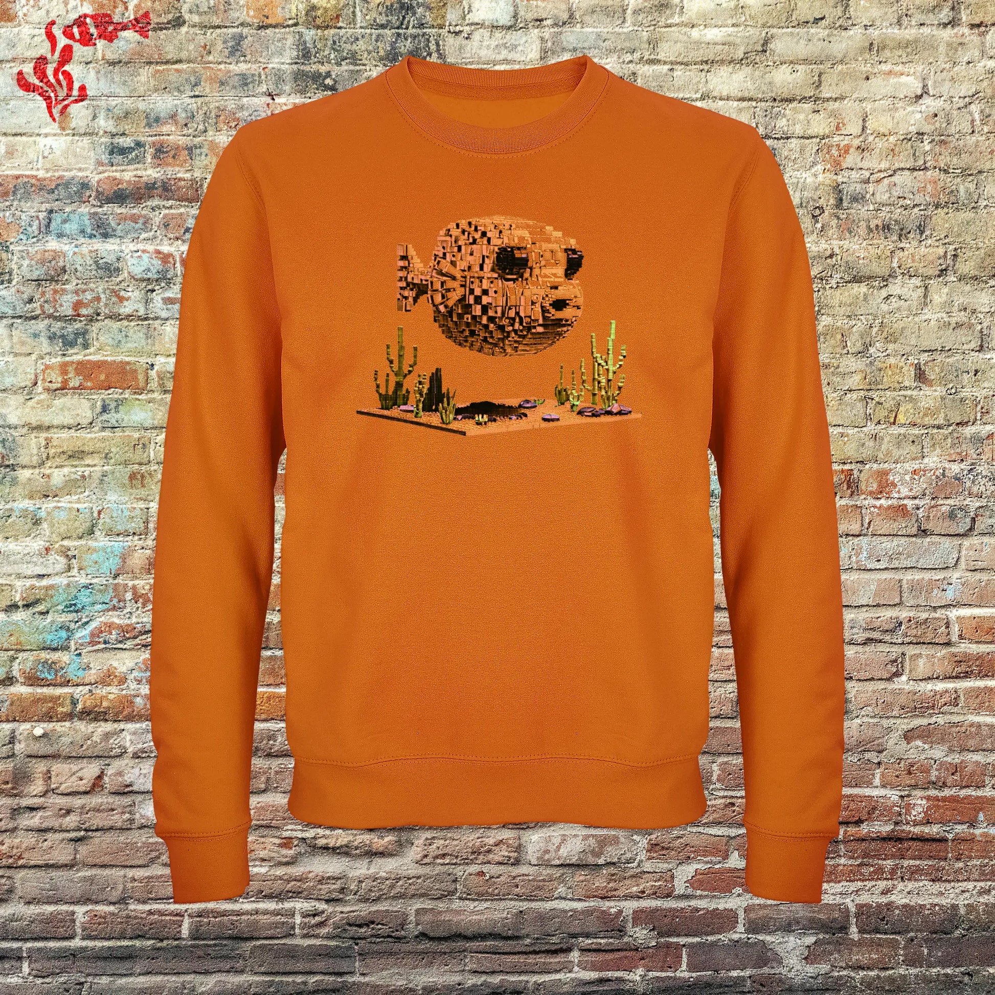 Sudadera hombre original pez globo naranja