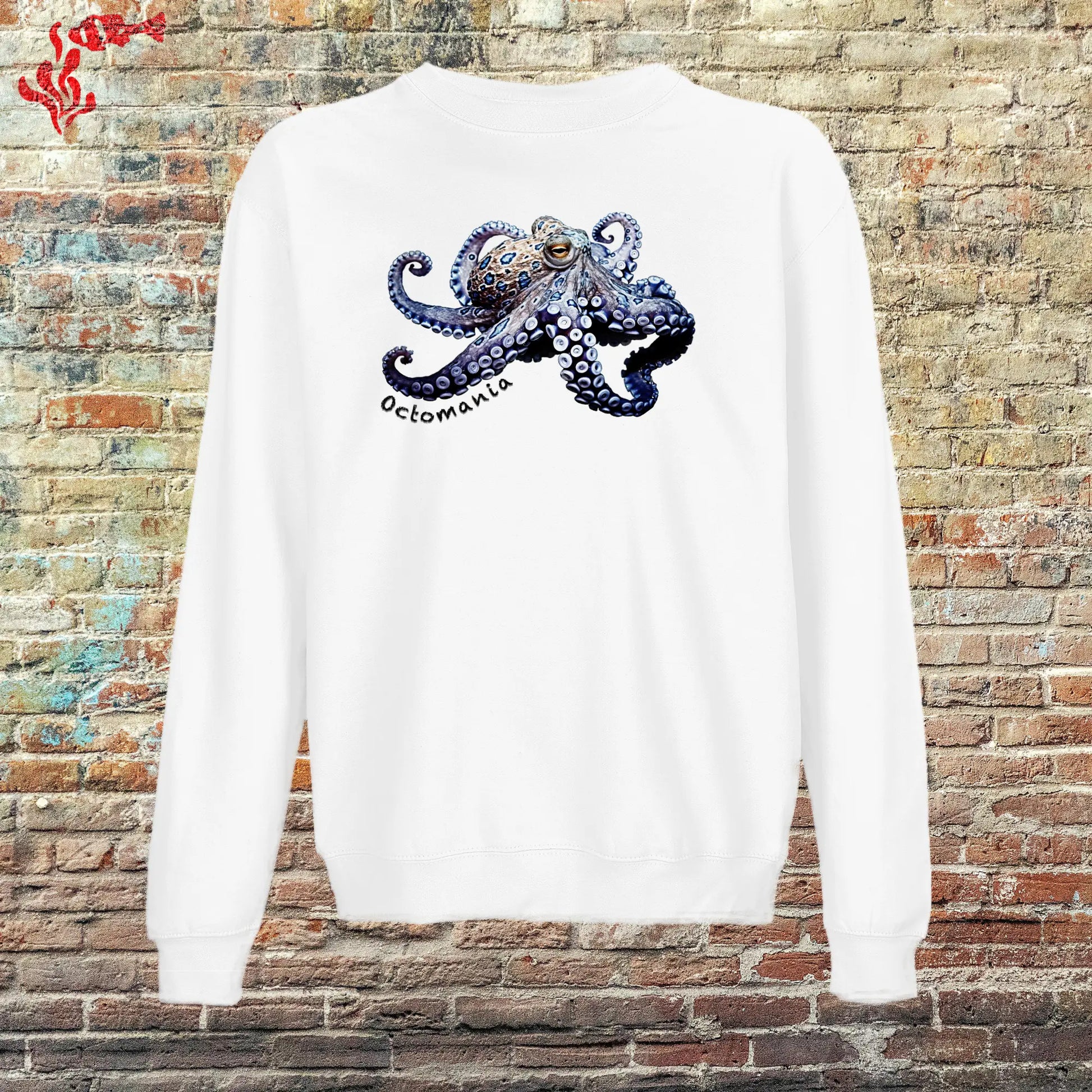 Sudadera hombre original pulpo anillos azules blanco