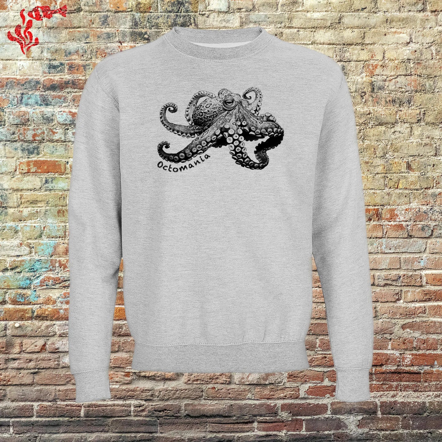 Sudadera hombre original pulpo anillos azules gris