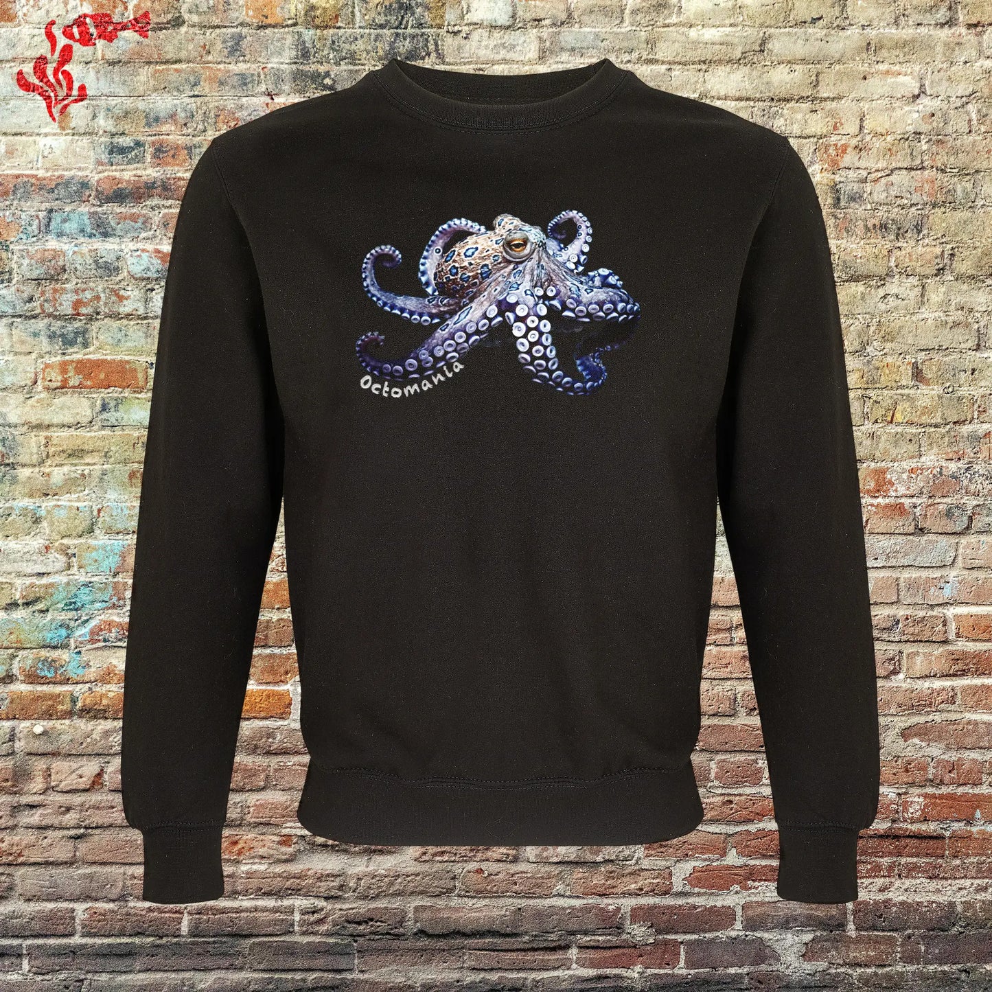 Sudadera hombre original pulpo anillos azules negro