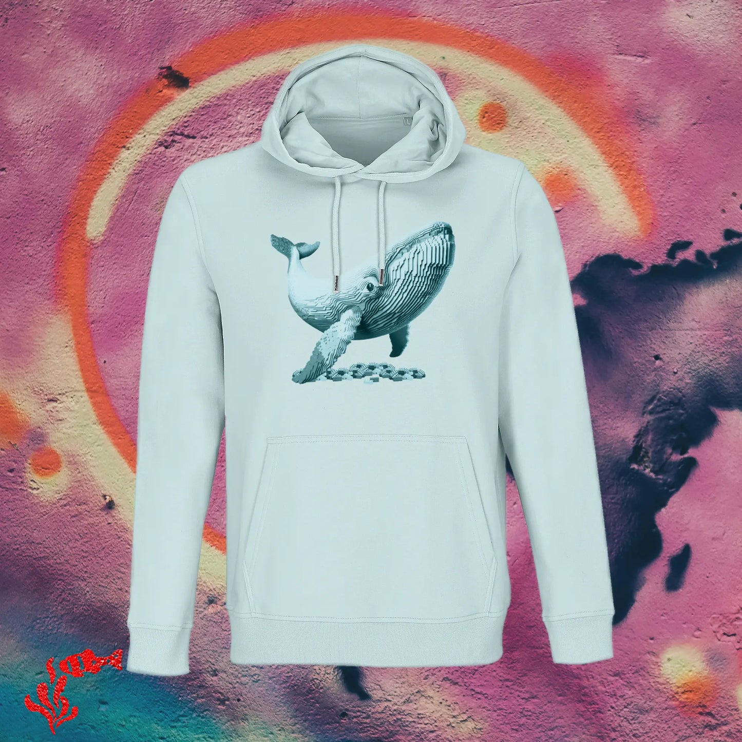 Sudadera original con capucha ballena celeste