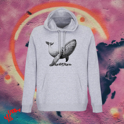 Sudadera original con capucha ballena gris