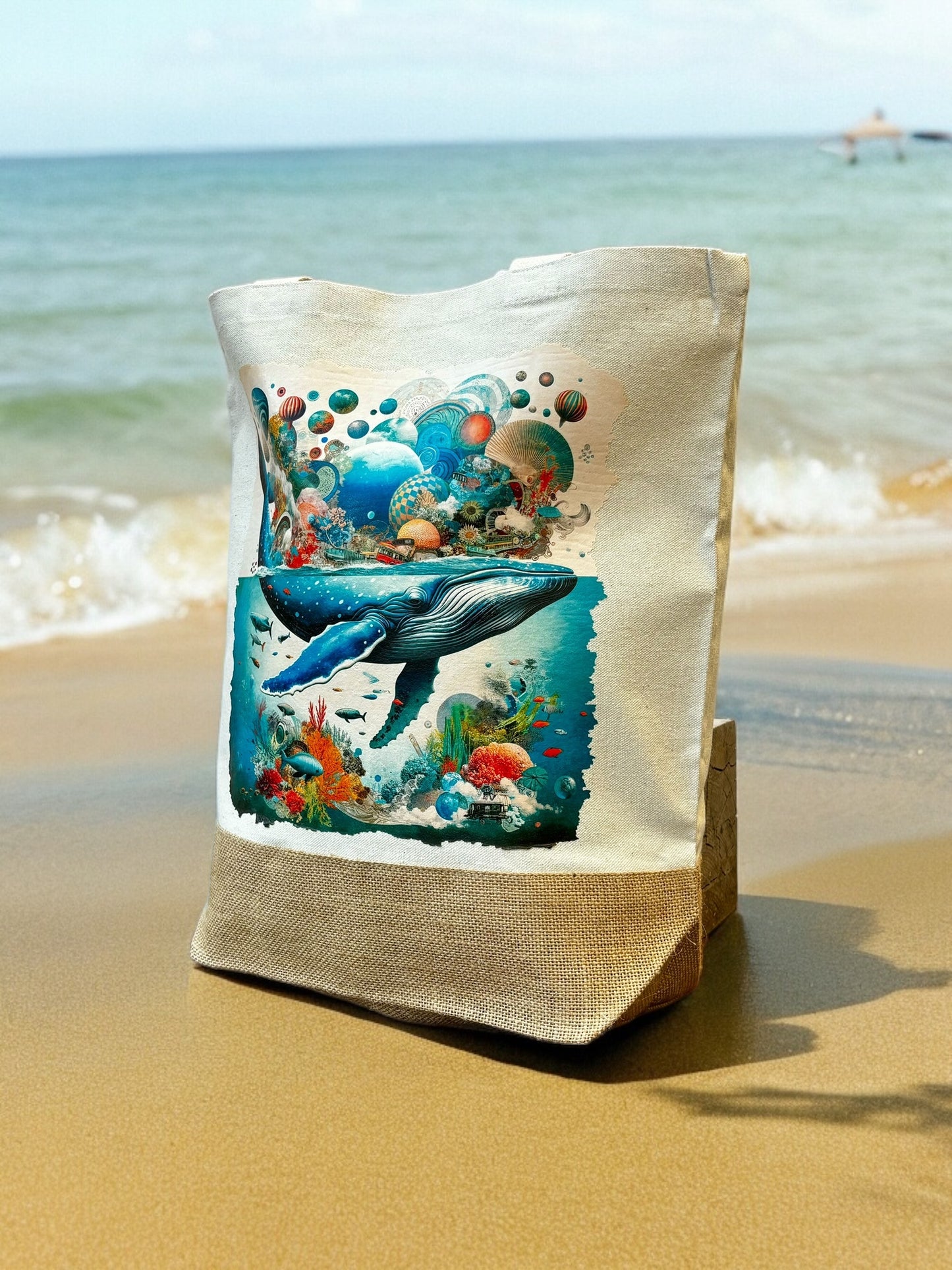 bolsa playa algodon reciclado ballena