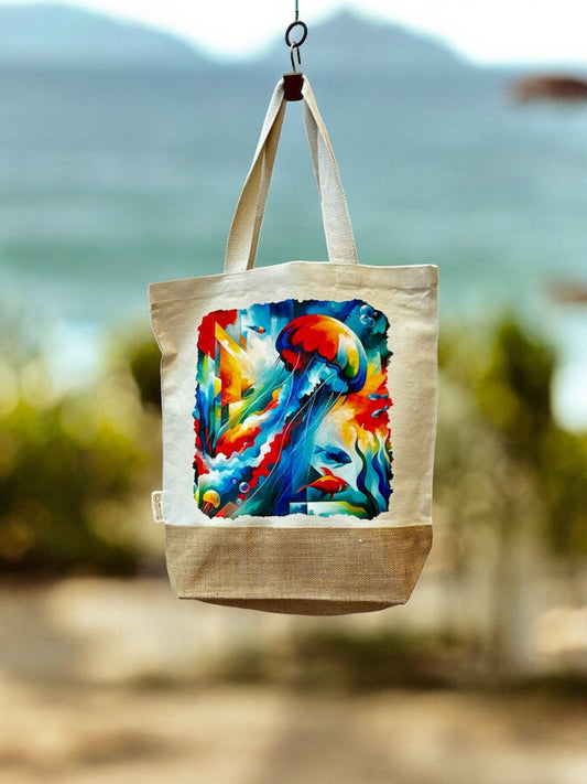 bolsa playa algodon reciclado medusa