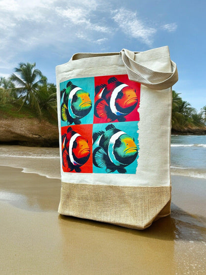 bolsa playa algodon reciclado pez payaso