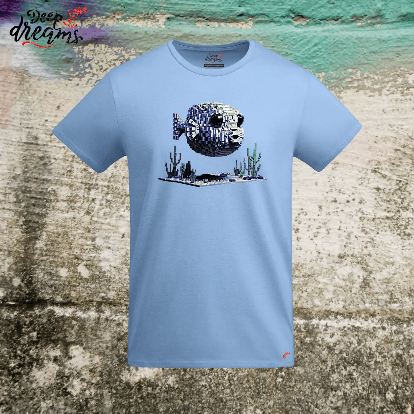 Camiseta Hombre Pez Globo - DeepDreams