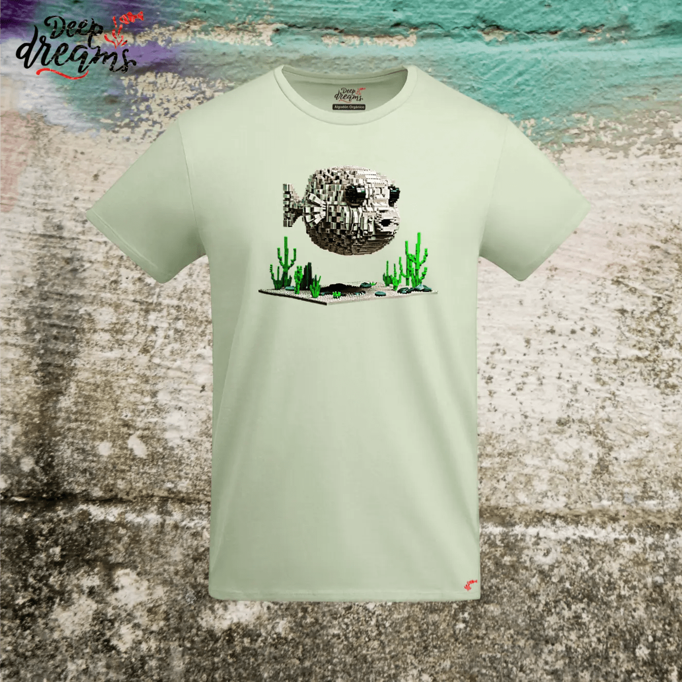 Camiseta Hombre Pez Globo - DeepDreams