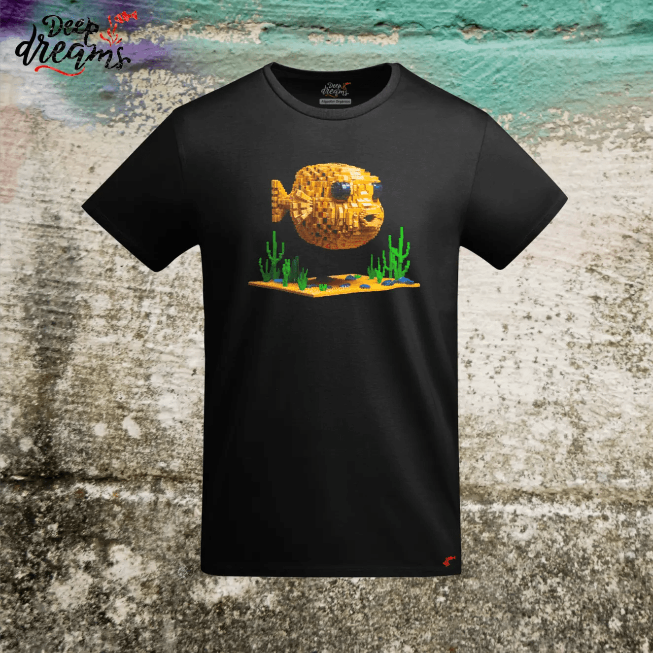 Camiseta Hombre Pez Globo - DeepDreams