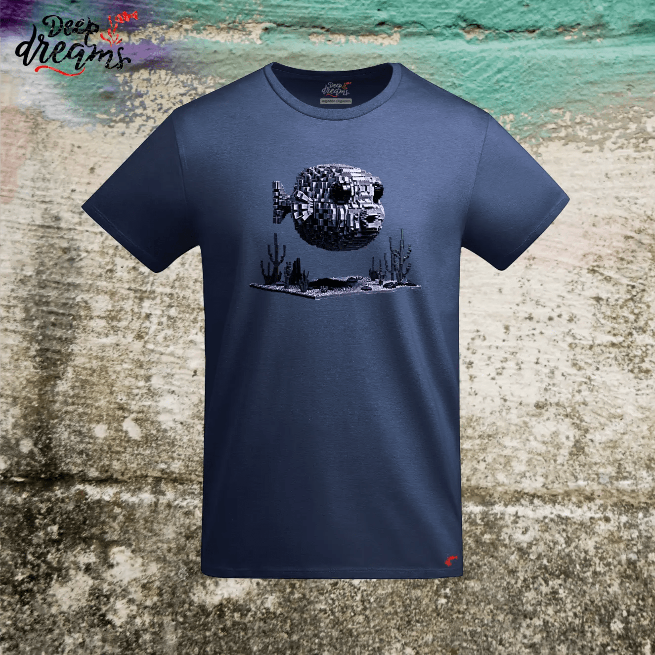 Camiseta Hombre Pez Globo - DeepDreams