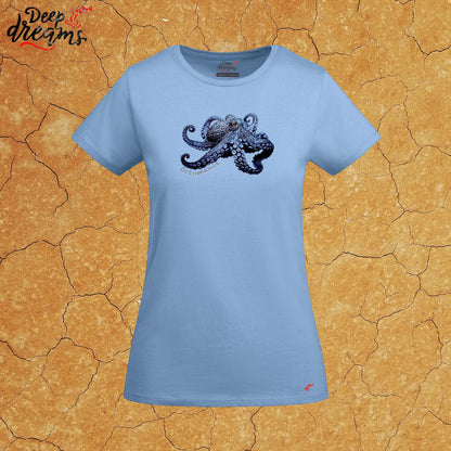 Camiseta Mujer Pulpo Anillos Azules - DeepDreams