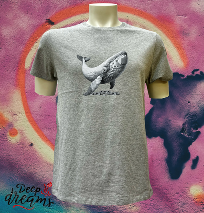 camiseta hombre algodon organico ballena gris