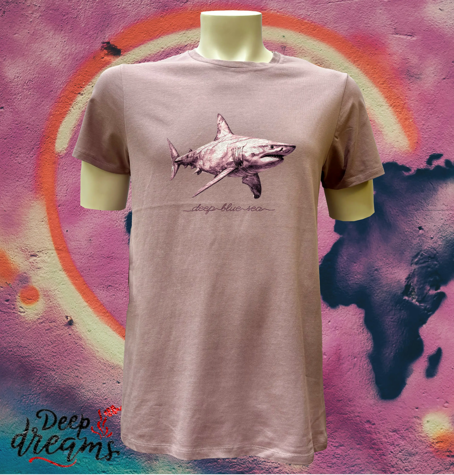camiseta hombre algodon organico tiburon lavanda