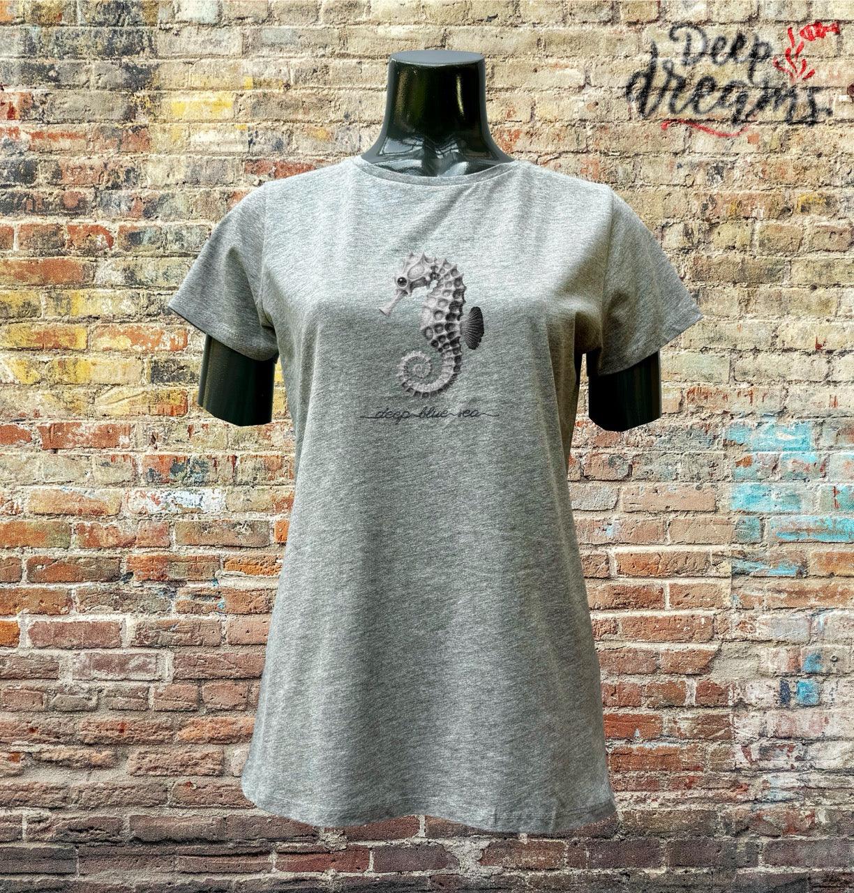 camiseta mujer algodon organico caballito gris