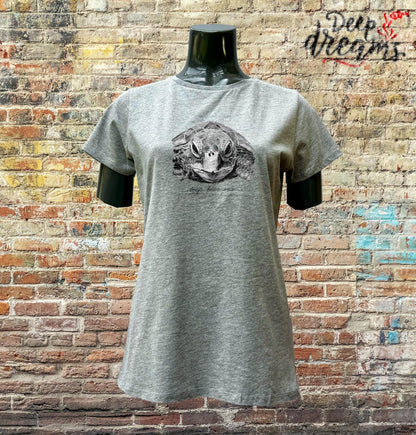 camiseta mujer algodon organico tortuga gris