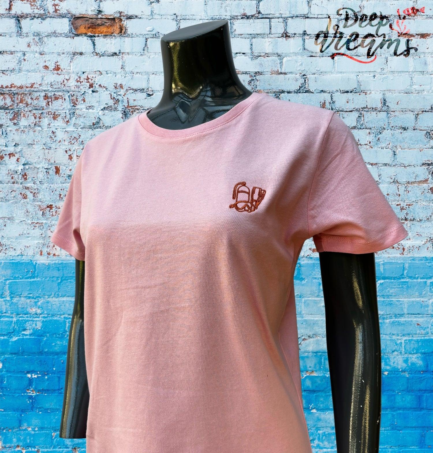 camiseta mujer bordada dive rosa