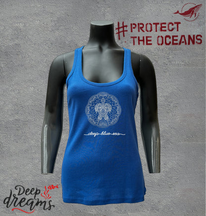 camiseta mujer tirantes tortuga mandala azul