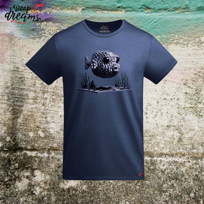 camiseta hombre original pez globo denim