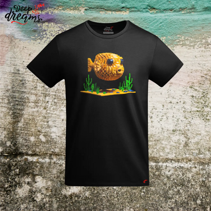 camiseta hombre original pez globo negra