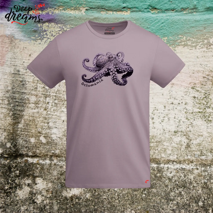 camiseta hombre original pulpo anillos azules lavanda