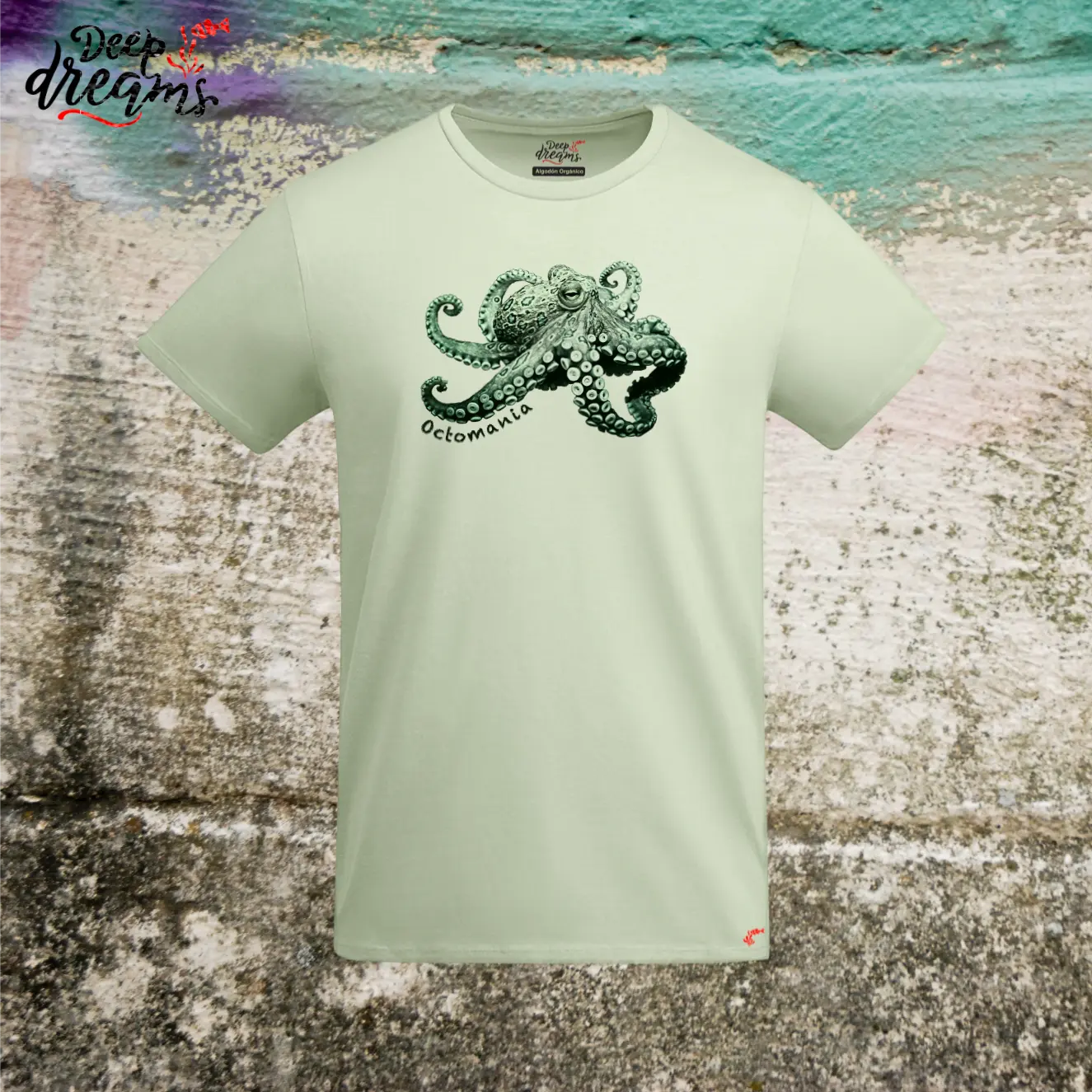 camiseta hombre original pulpo anillos azules manzana